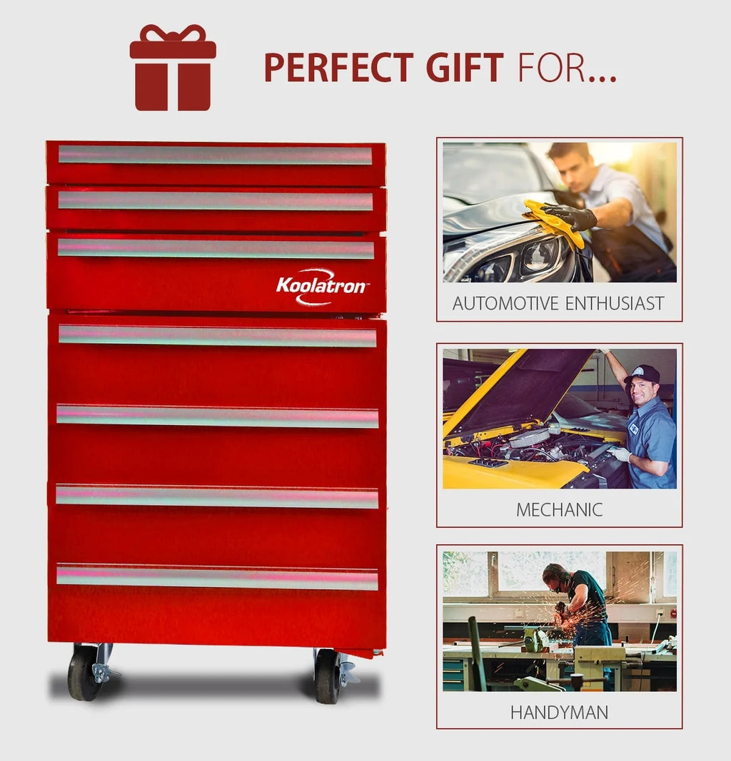 Red Compact Fridge with Built-in Tool Storage B659091