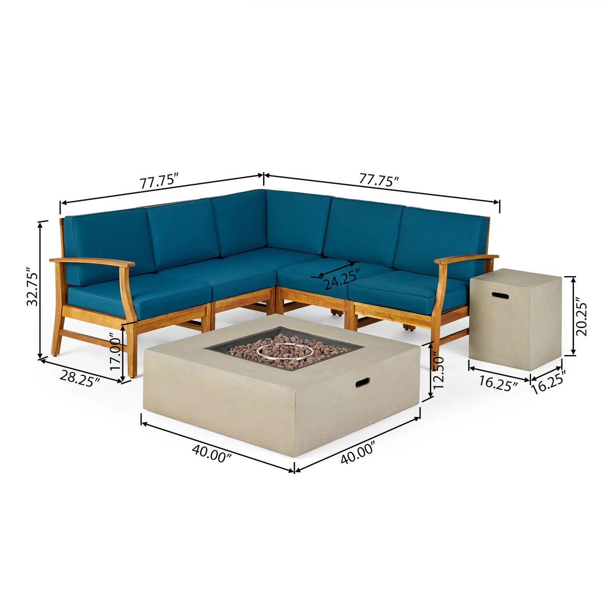 7-Piece Acacia Wood Outdoor Sofa Set W410