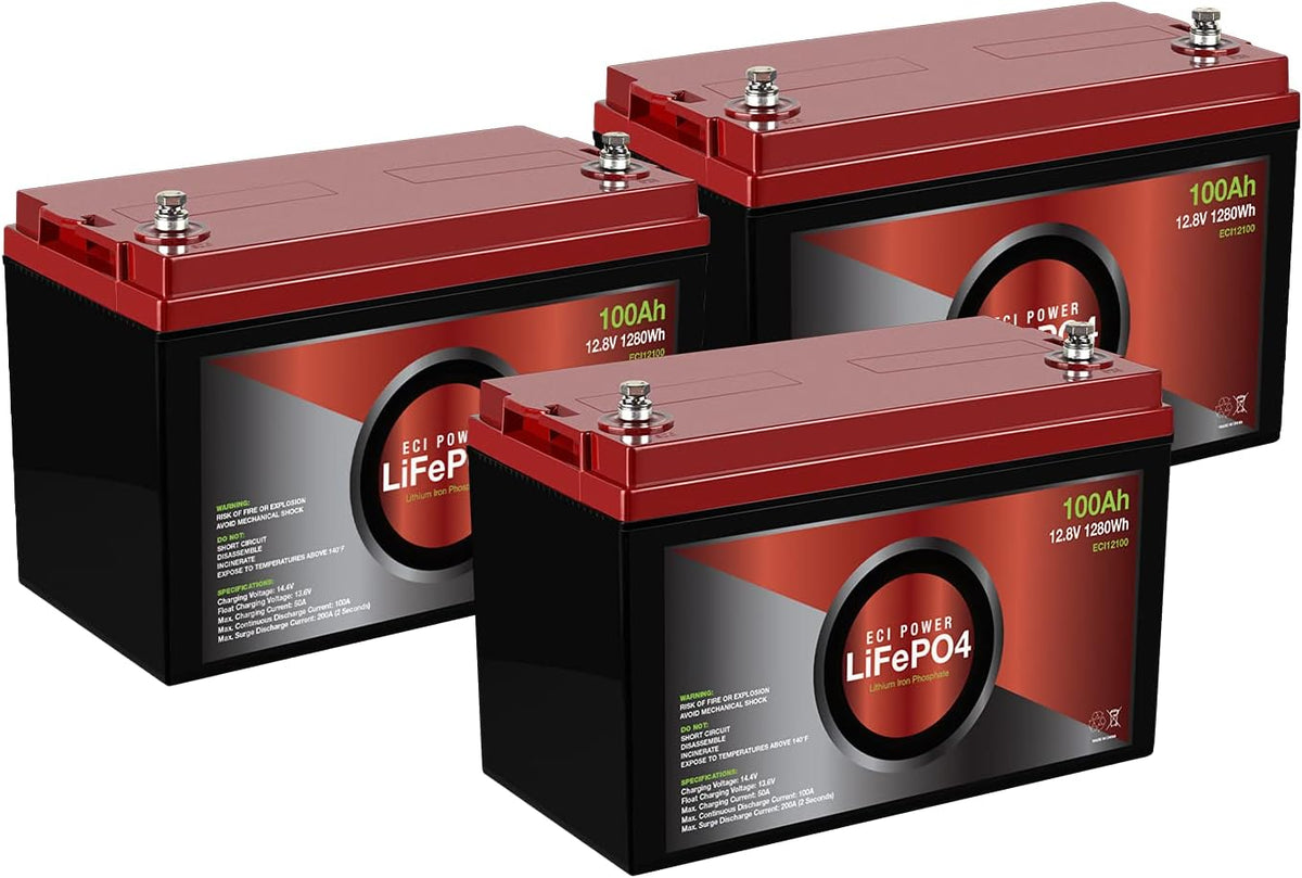 12V 100Ah Lithium LiFePO4 Deep Cycle Rechargeable Battery 2 Pack E77832