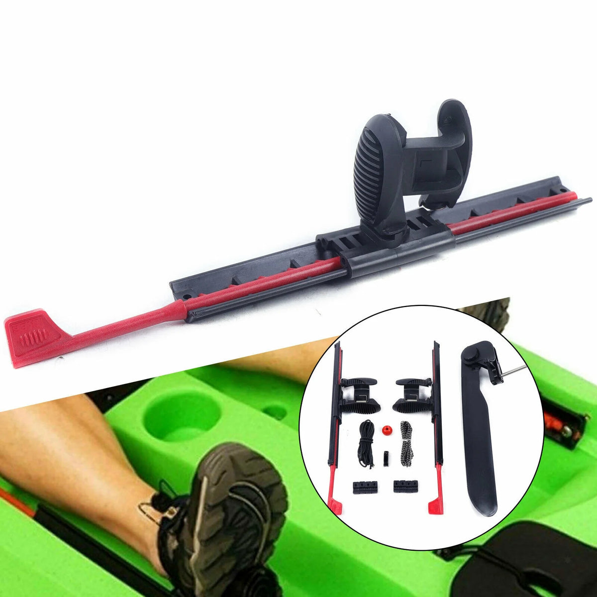 2Pcs Adjustable Kayak Foot Braces Pedals with Rudder Foot Control System Z458158