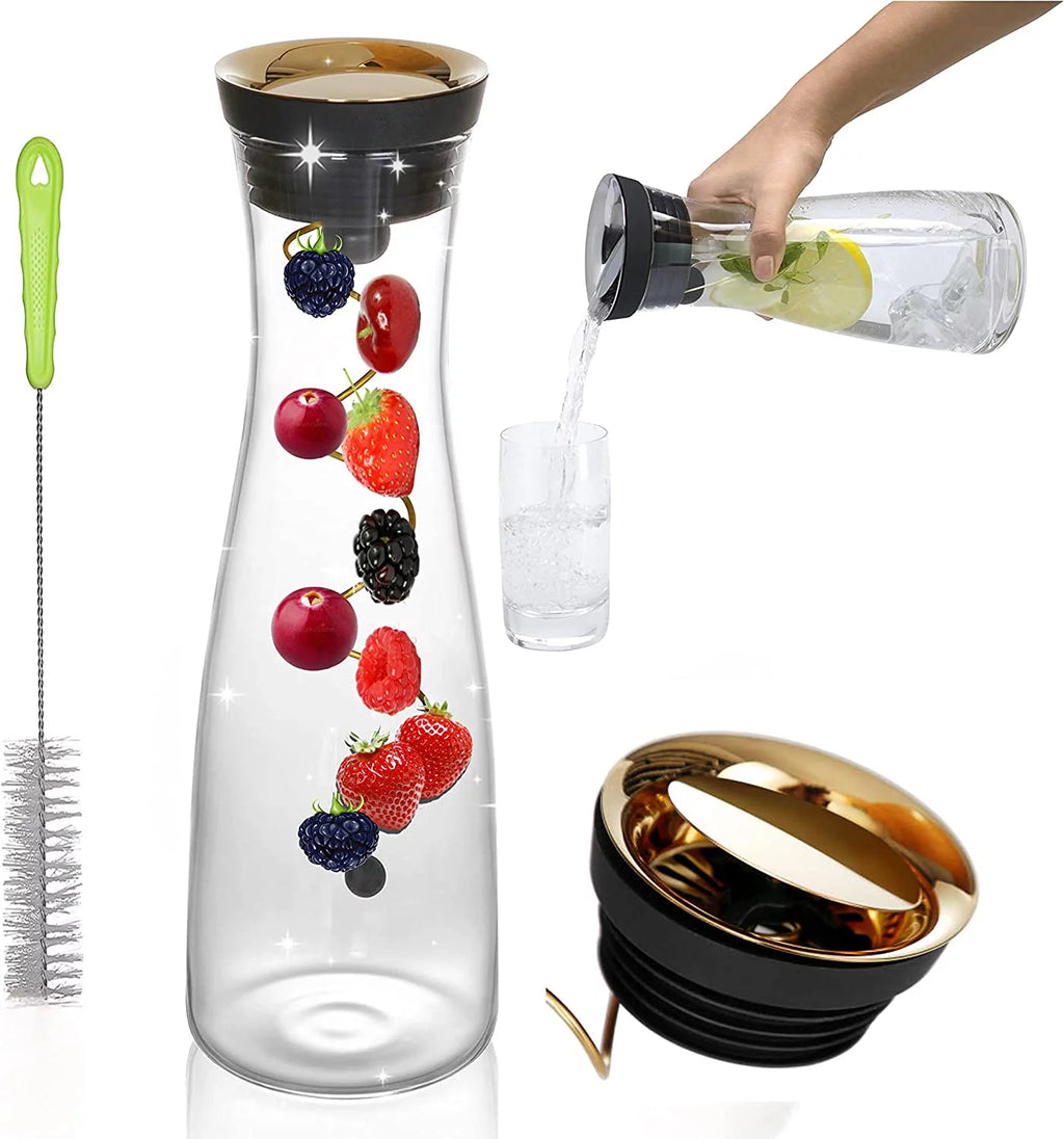 50 oz Glass Pitcher with Stainless Steel Lid and Brush V623