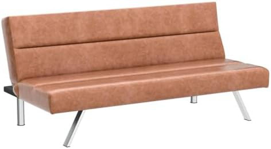Caramel Leather Futon Sofa Bed I601464