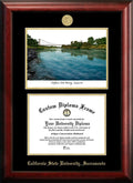 Gold Embossed Diploma Frame with Campus Images Lithograph G650