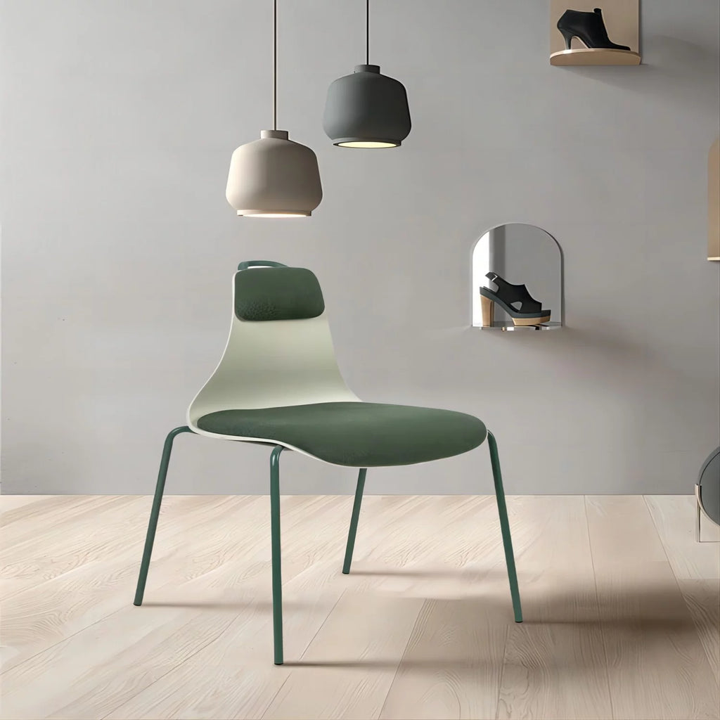 Green Upholstered Dining Chair Set of 2 with Iron Legs B512188