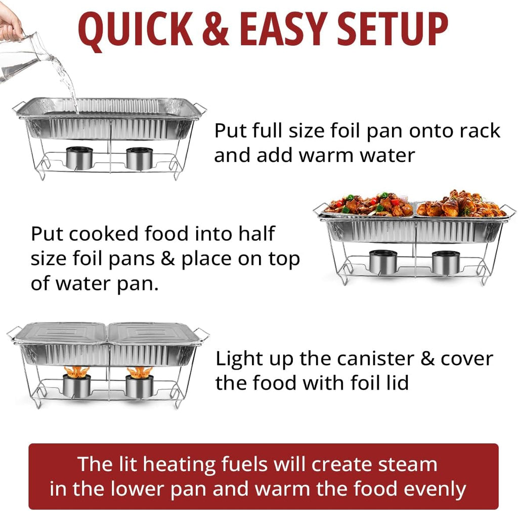 33 Piece Disposable Chafing Dish Buffet Set with 2.5 oz Fuel Cans A5444