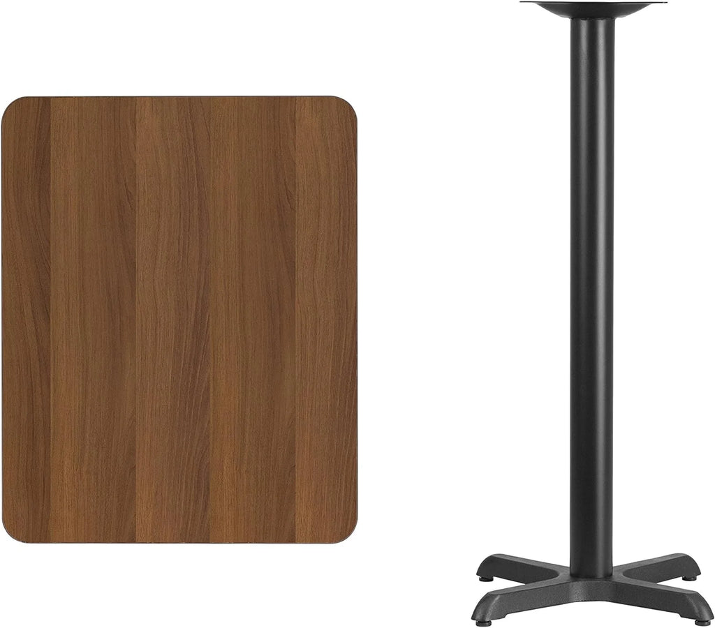 24'' X 30'' Rectangular Walnut Laminate Table Top With Bar Height Table Base Y5576