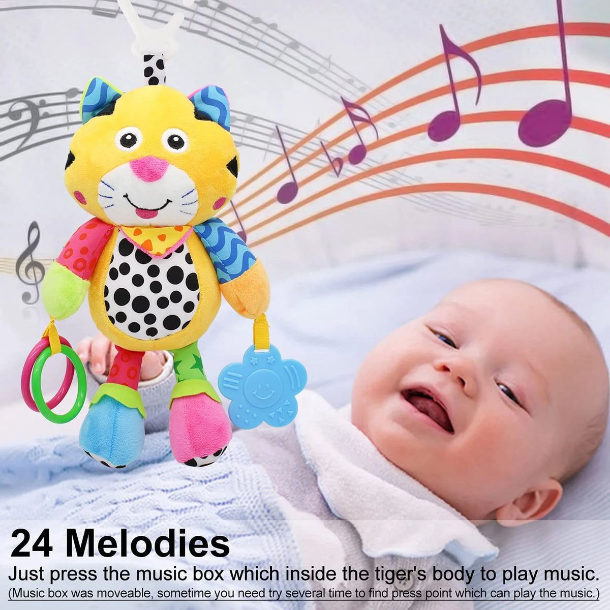 Tiger Baby Car Seat Toys with 24 Music and Teether Y108