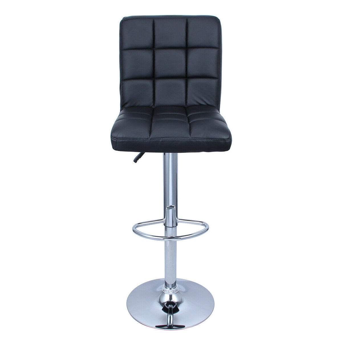 Black Leather Swivel Bar Stool, Set of 2 N29833