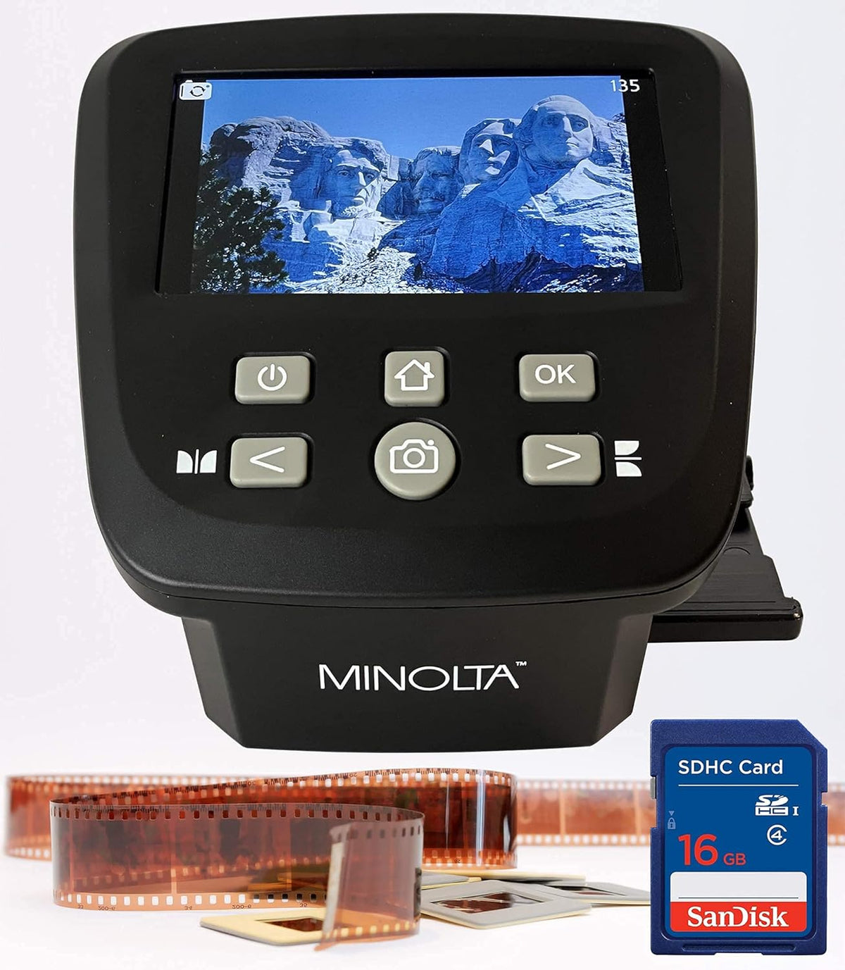 Film & Slide Scanner with 5 Screen, 22MP JPEG, 16GB SD Card (Black) K884756
