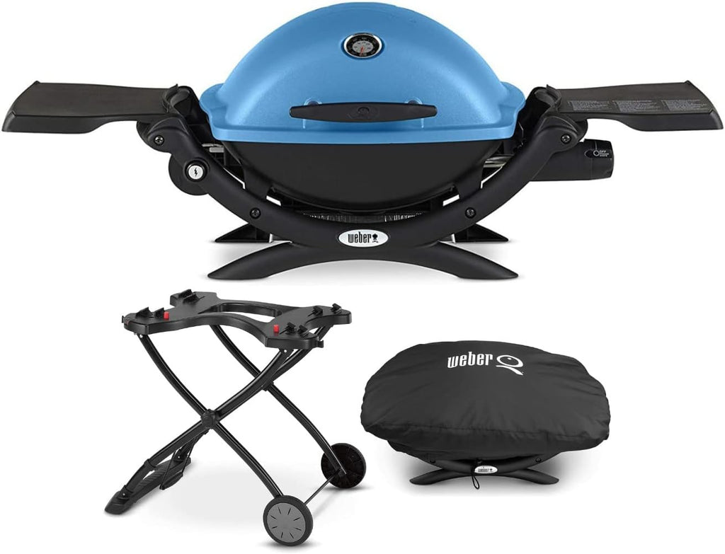 Blue LP Gas Grill Bundle with Portable Cart and Grill Cover (3 Items) T731