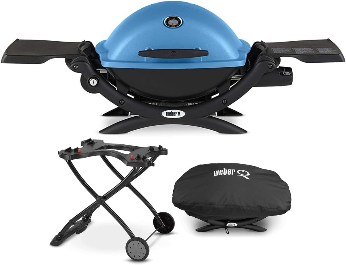 Blue LP Gas Grill Bundle with Portable Cart and Grill Cover (3 Items) T731