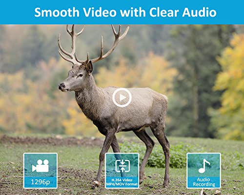 64MP 1296p HD Video Trail Camera with 100ft Night Vision Motion Activated Waterproof Y875604
