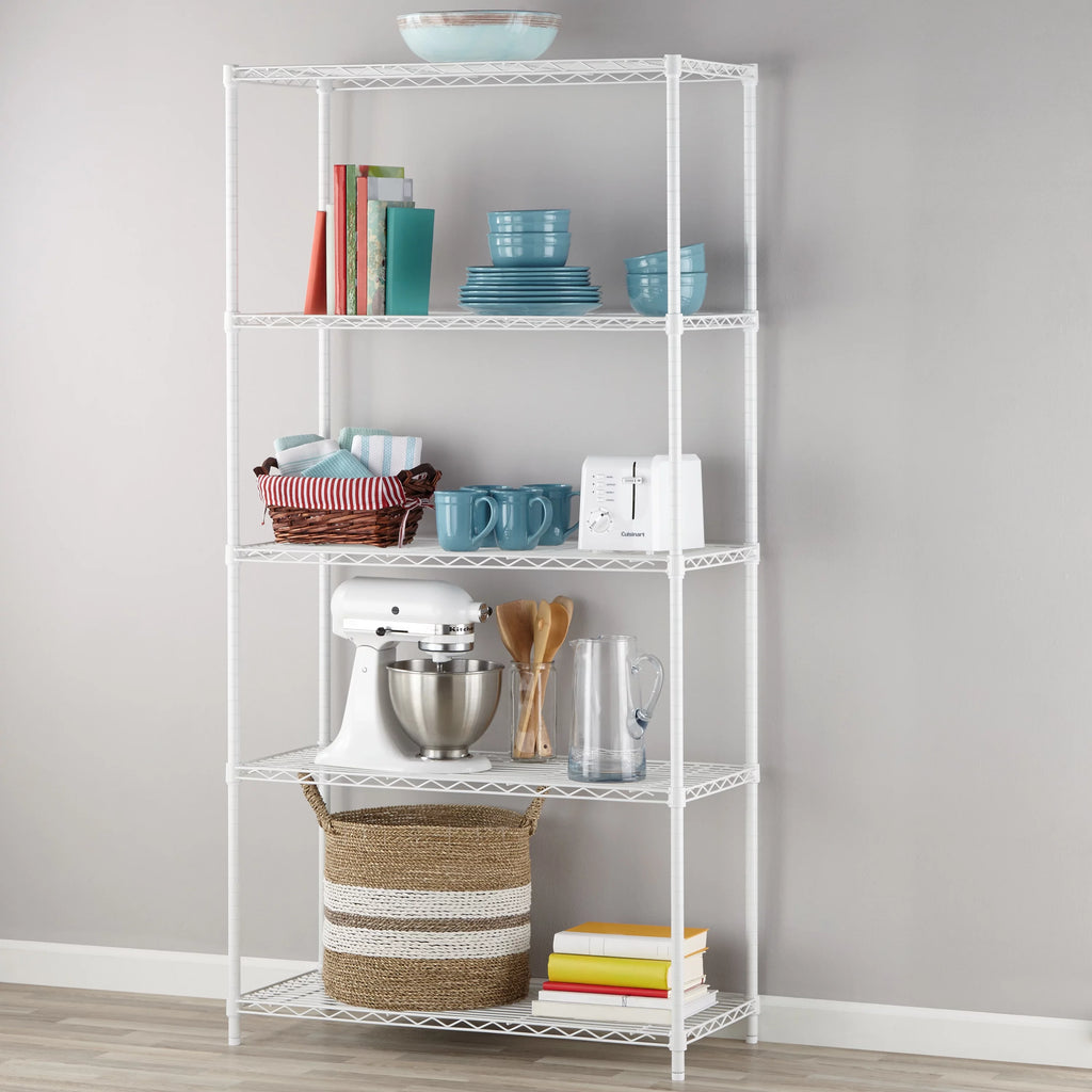 Steel 5-Tier Storage Shelf Unit White Q2404