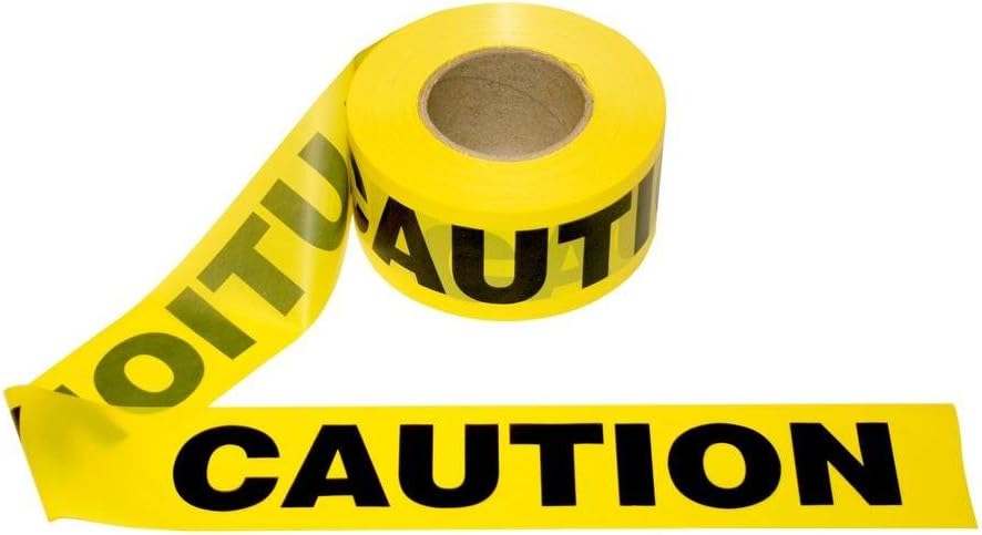 Yellow Caution Barricade Tape 3 in. x 1000 ft. Roll Pack of 12 R707803