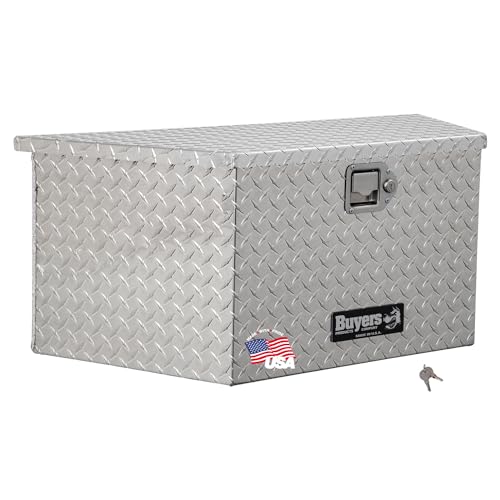 Aluminum Trailer Tongue Box, 18.3 x 16.1 x 33.4 Inch, Silver Diamond Tread Y5132