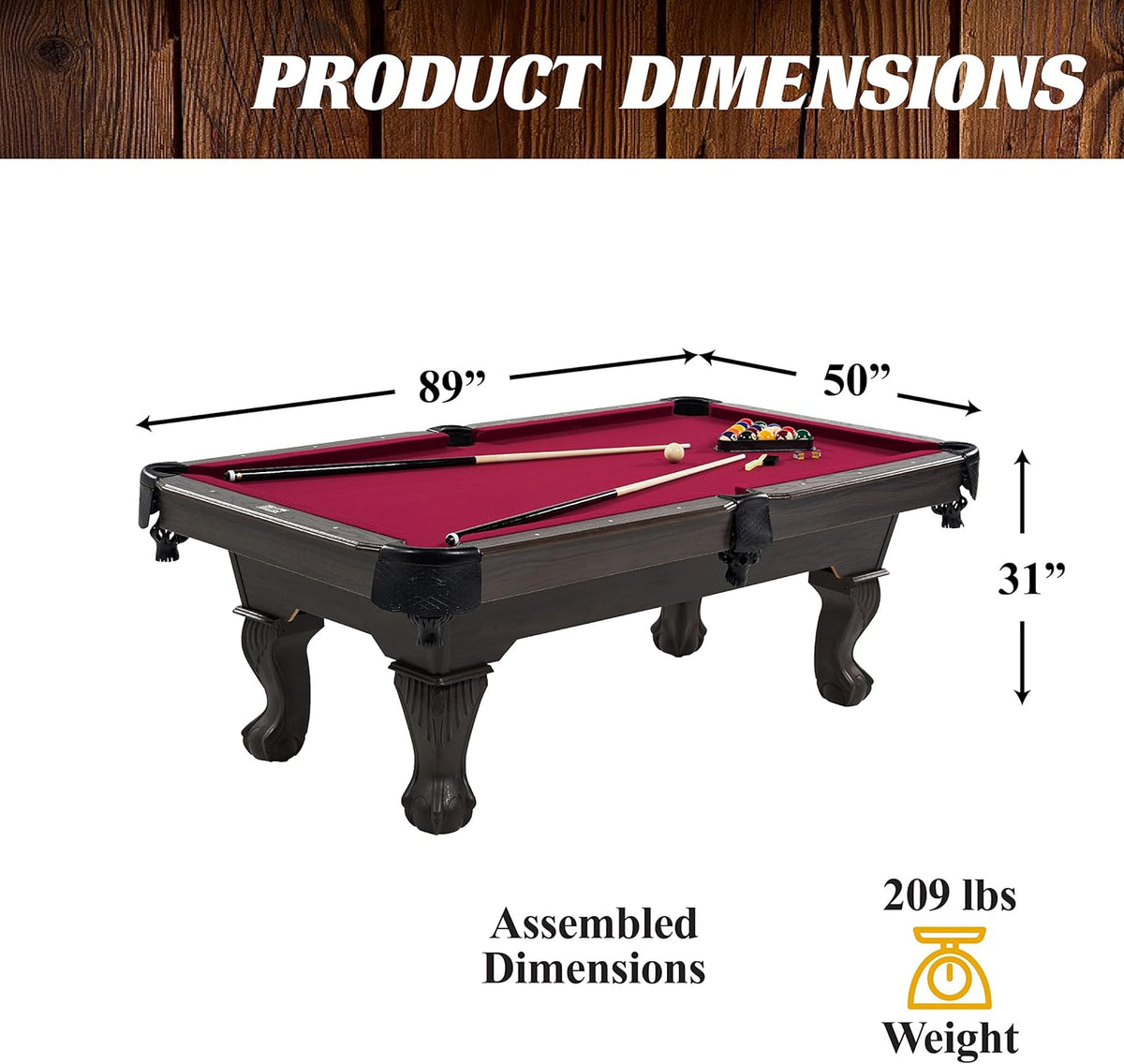 7.5' Drop Pocket Table with Pool Ball and Cue Stick Set V642671