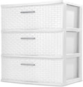 White 3-Drawer Wide Weave Tower S2356
