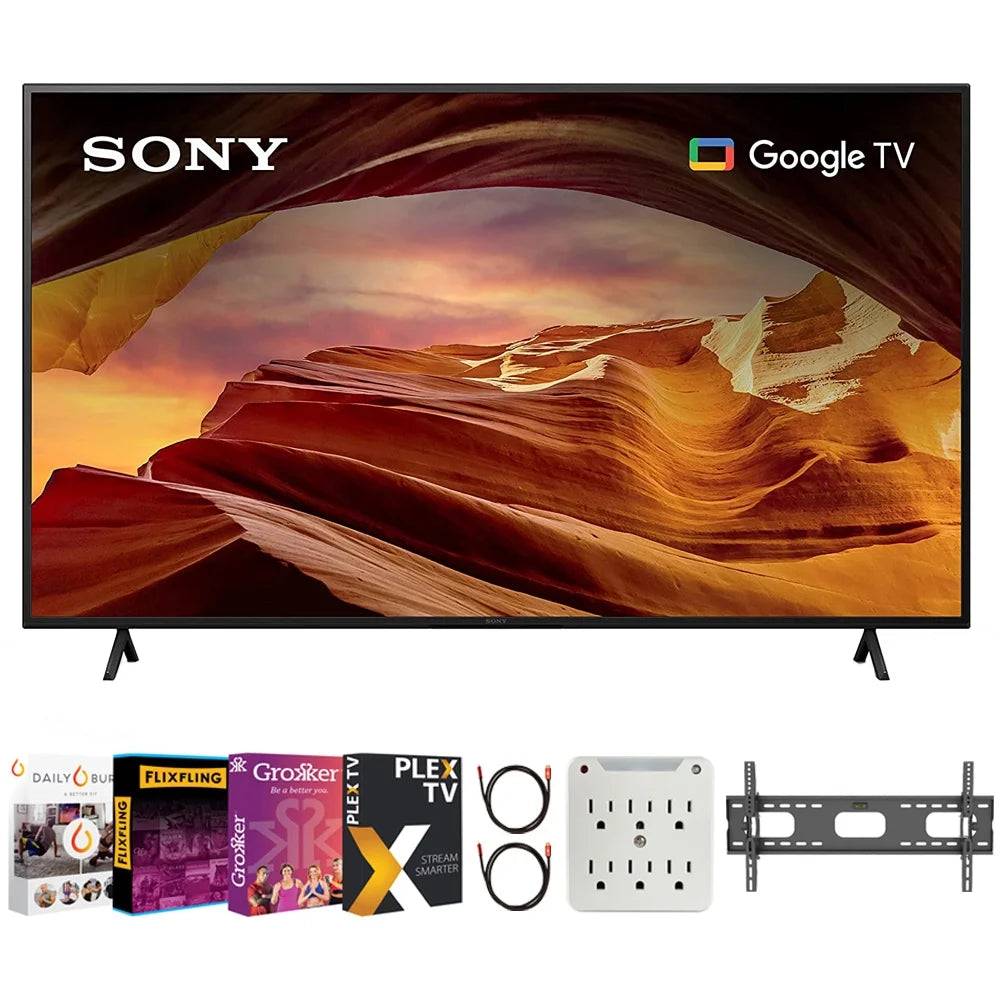 43 Inch 4K HDR LED Smart TV with Google TV Bundle with Wall Mount, Surge Adapter, 2x 6FT 4K HDMI 2.0 Cable K62219
