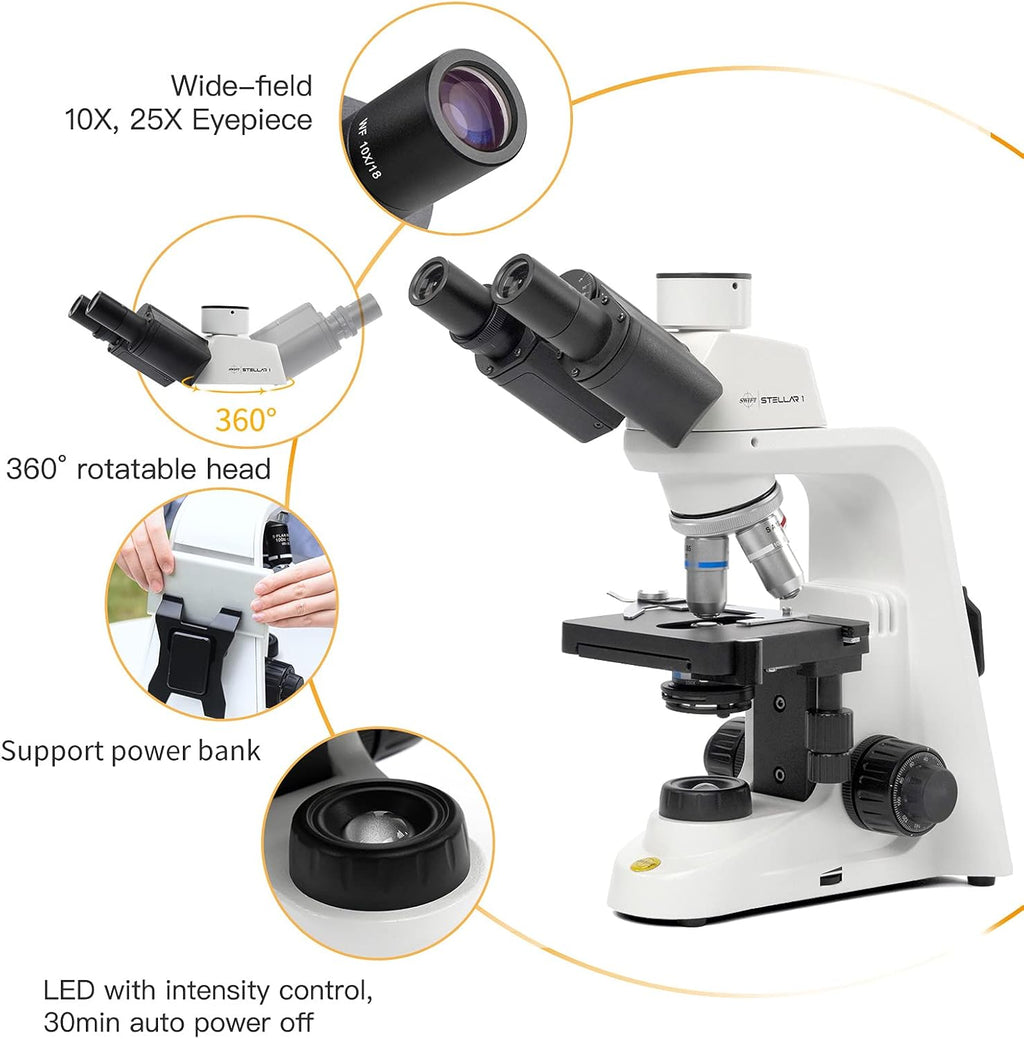Compound Microscope 40X-2500X Magnification Trinocular G76275
