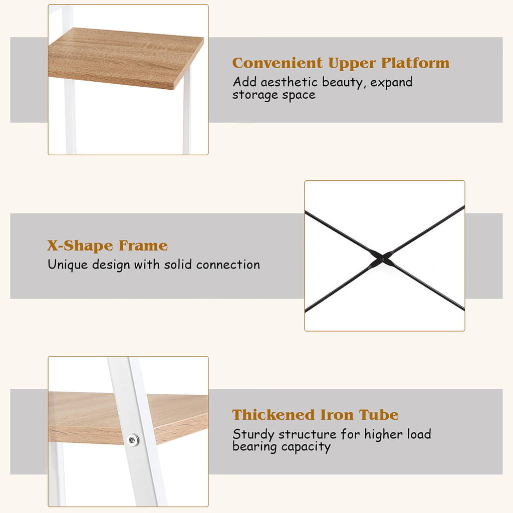 Natural Computer Desk with Shelves P7606