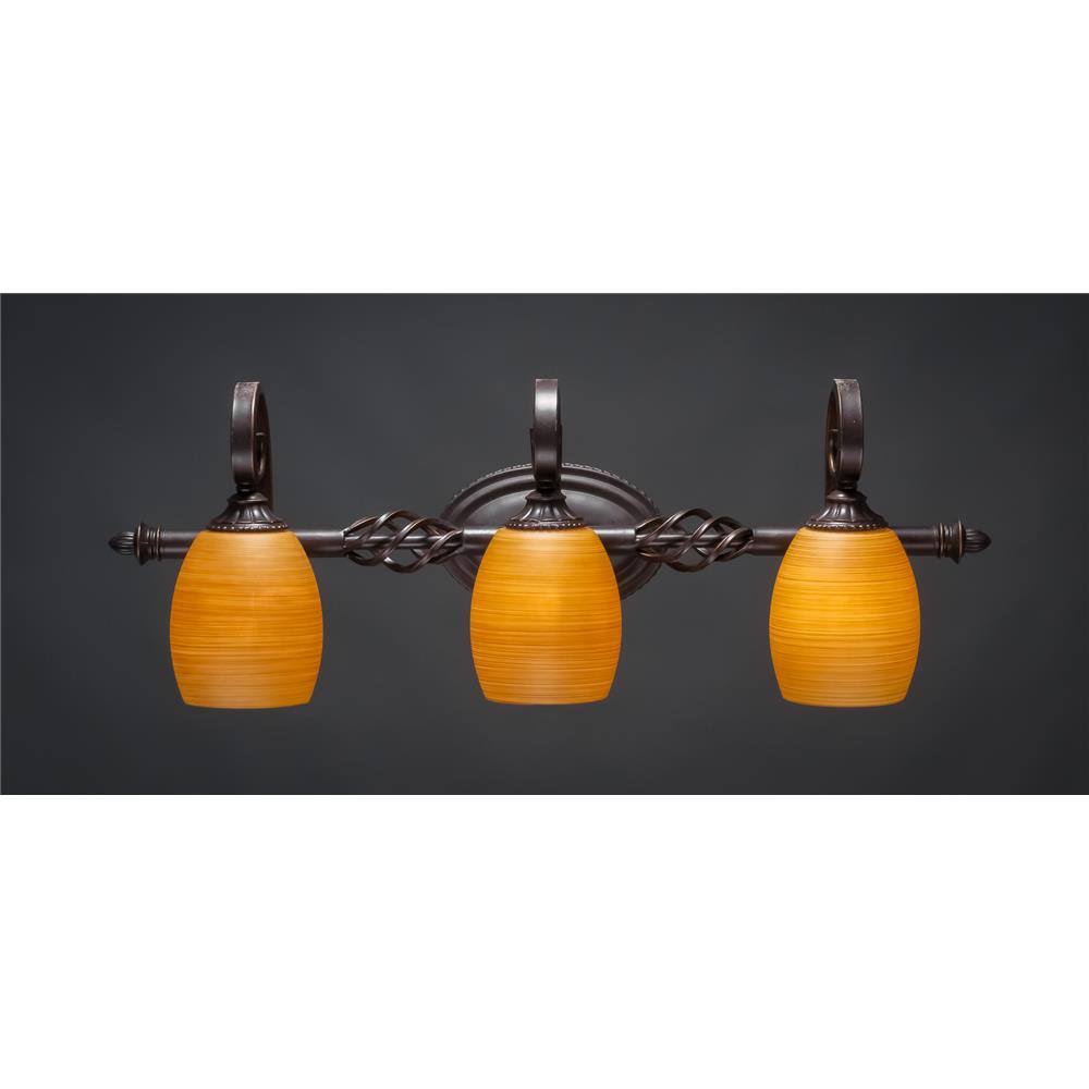 Three Light Bath Bar Dark Granite Finish with Cayenne Linen Glass E57142