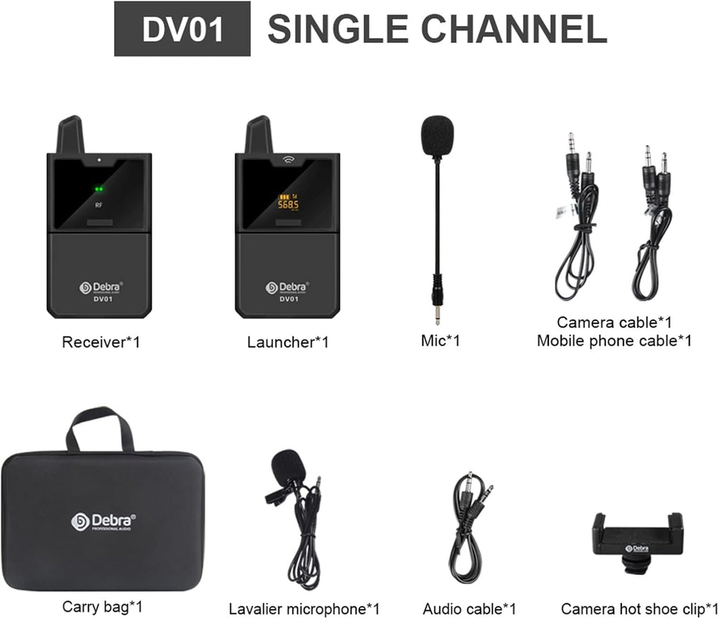 UHF Wireless Lavalier Microphone System with Transmitter and Receiver, 164 Feet, Pack of 2 L27805