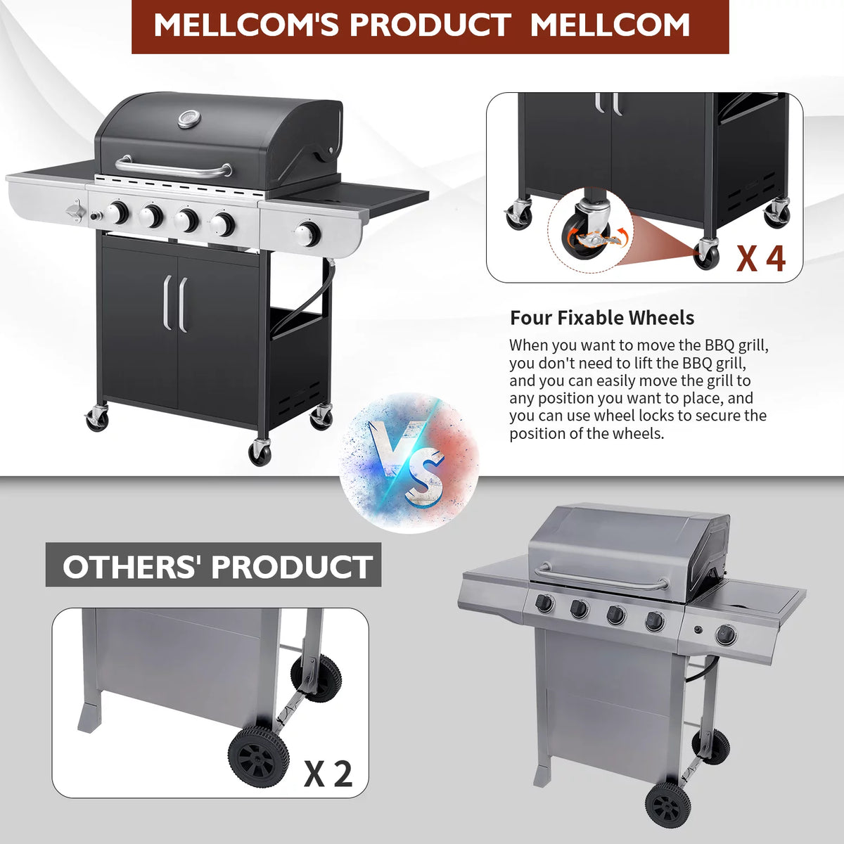 3 Burner Propane Gas Grill with Side Table F6733