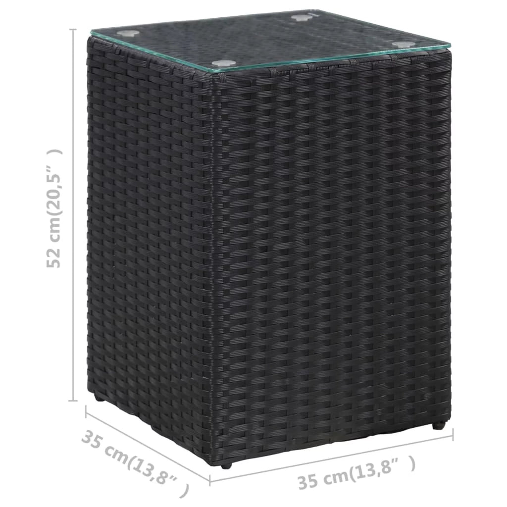 Black Poly Rattan Glass Side Table L5360