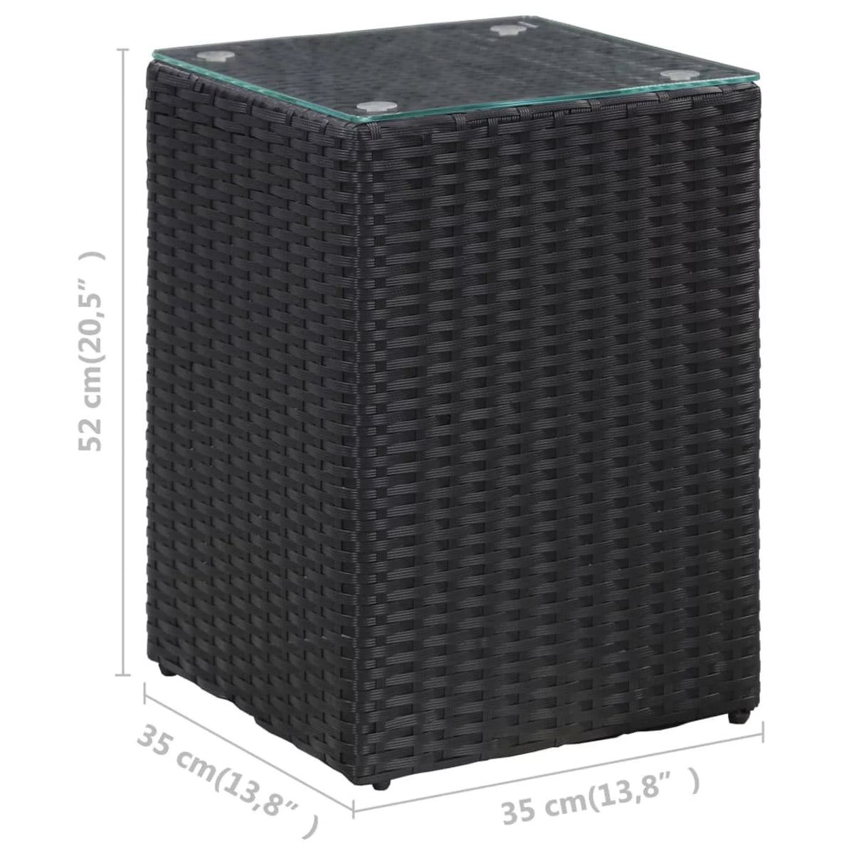 Black Poly Rattan Glass Side Table L5360