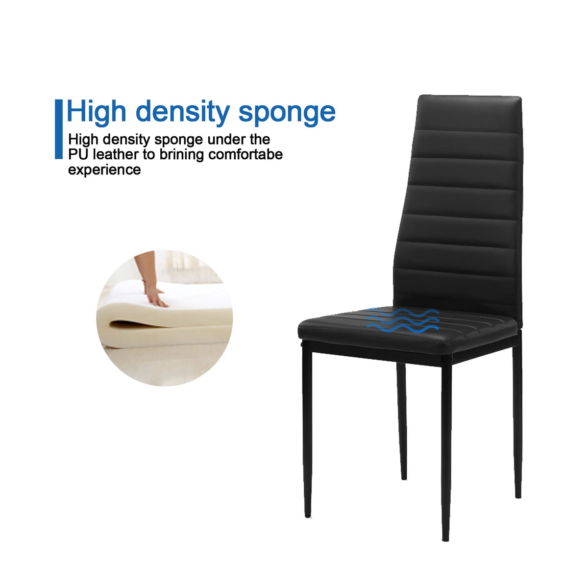 Black Faux Leather Upholstered Dining Chair Set of 4 K737