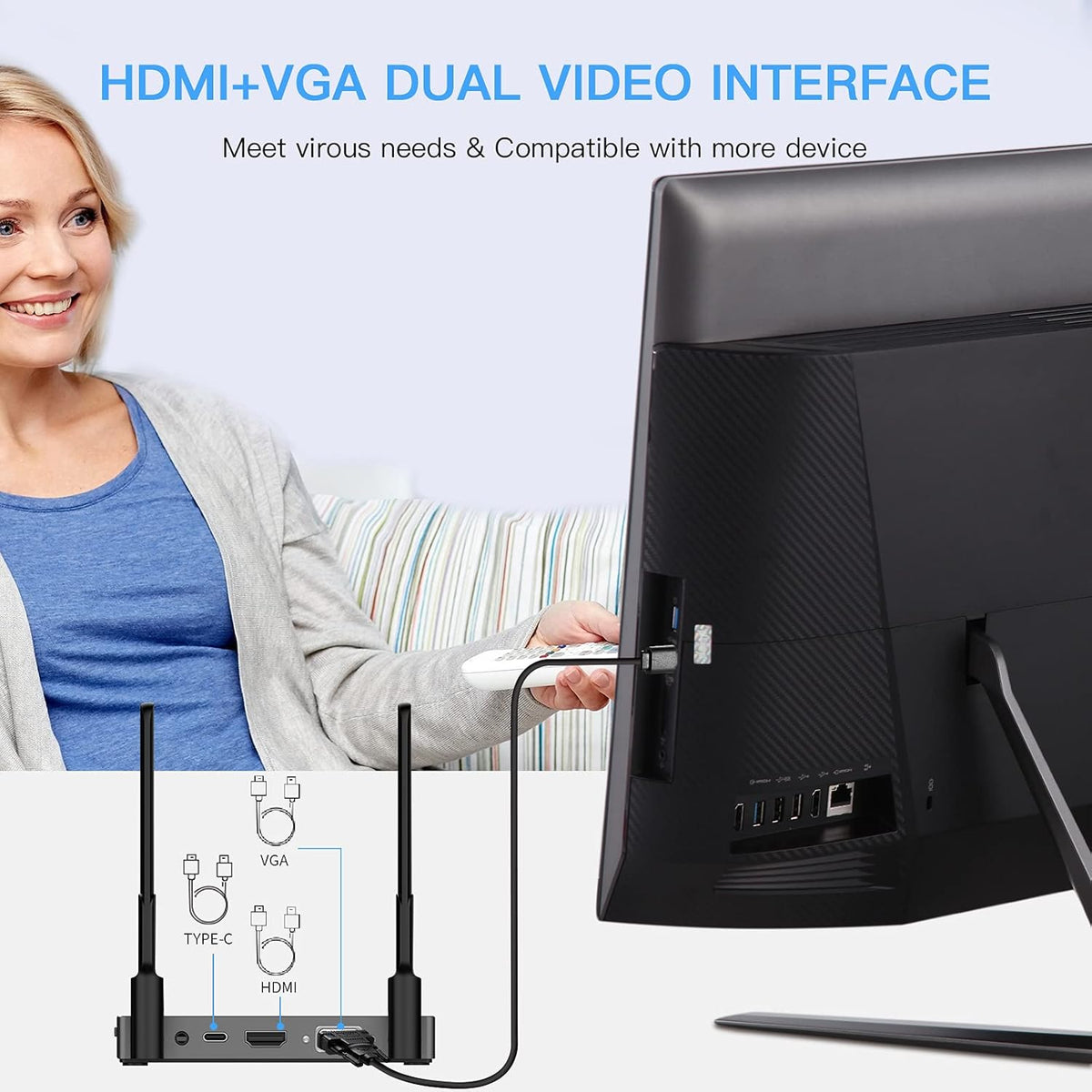 Wireless HDMI Transmitter and Receiver Kit, 4K @30Hz Streaming Video/Audio System S386228