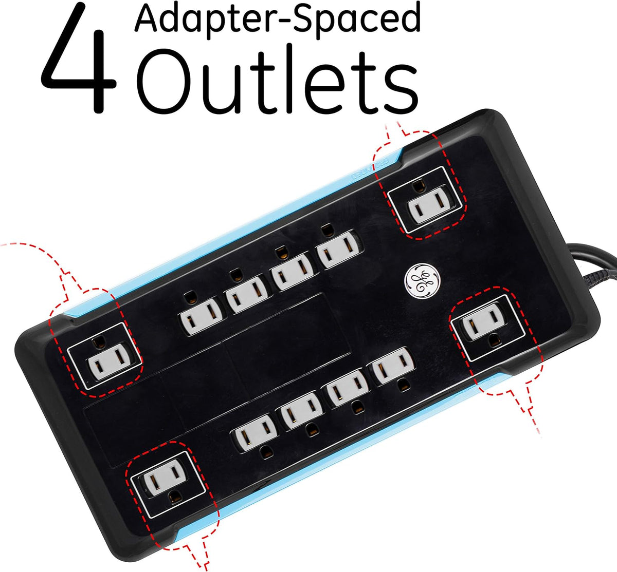 12 Outlet Surge Protector, 2 USB Ports, 8 Ft Power Cord, 4320 Joules, Flat Plug, Black, Pack of 2 H516415