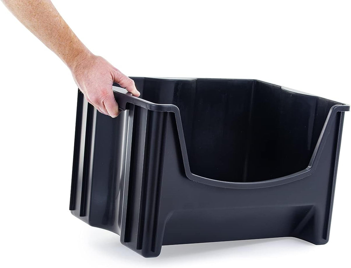 Black Pack of 3 Stackable Storage Bins J3235