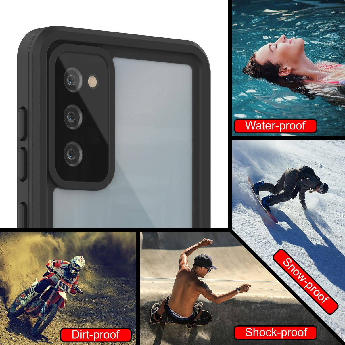 Water/Shock/Snowproof Slim Screen Protector Case Pink Z688404