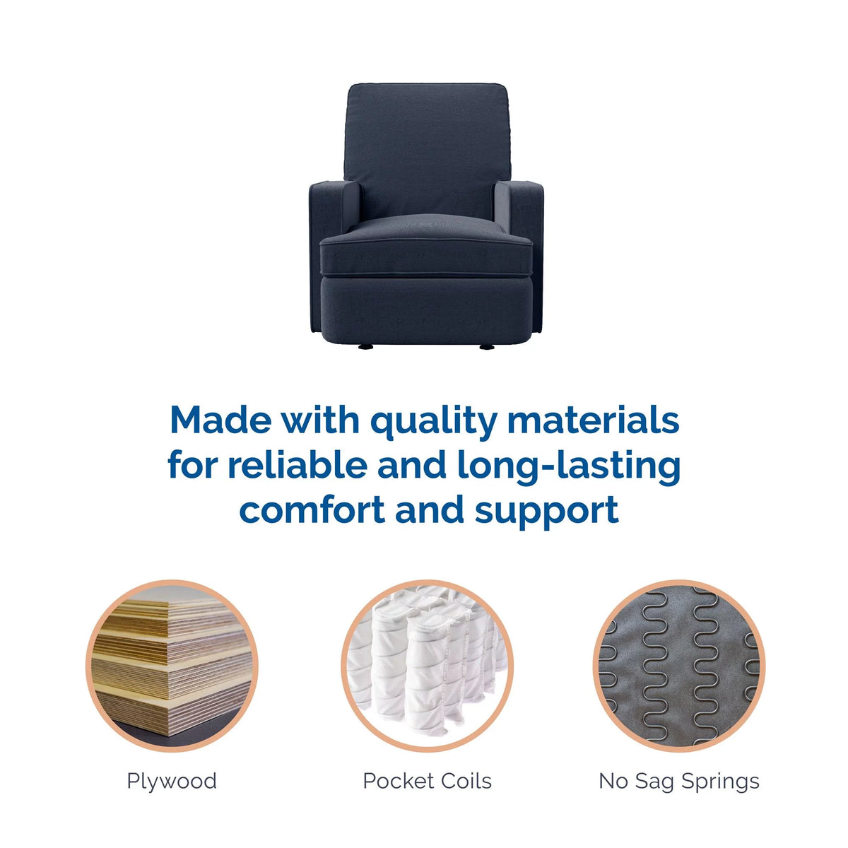 Navy Chenille Rocker Recliner Chair Q5835