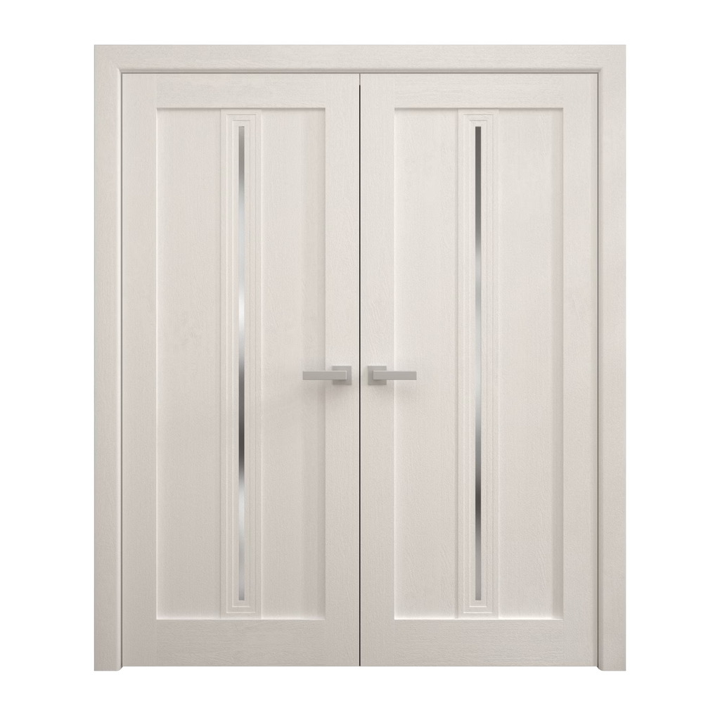 Solid French Double Doors 36 x 80 inches Painted White Oak Wood C75563
