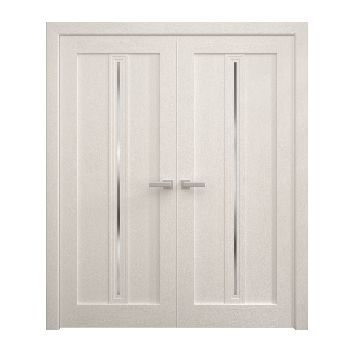 Solid French Double Doors 36 x 80 inches Painted White Oak Wood C75563