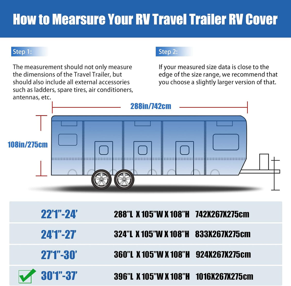 6 Layers Windproof Anti-Scratch UV Resistant Travel Trailer Cover V176