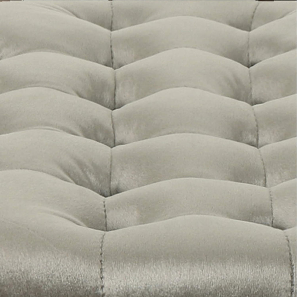 Grey Velvet Tufted Ottoman F92600
