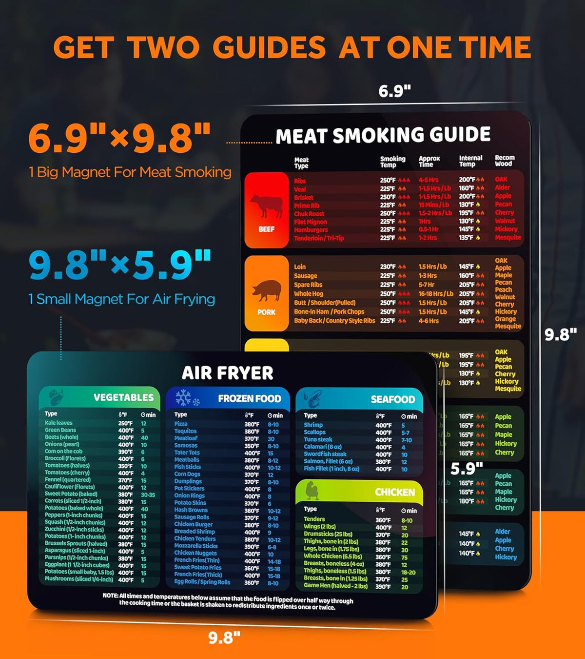 2-in-1 Magnetic Meat Smoking Guide & Air Frying Guide C8257