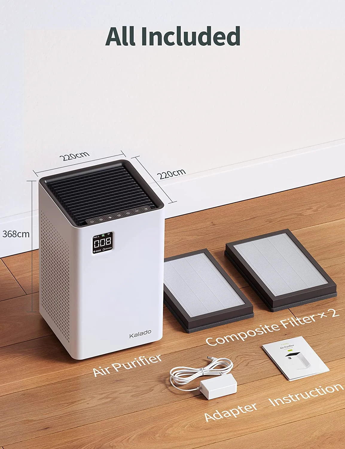 Air Purifier with Wi-Fi, Double Filter, Voice Control, PM2.5 Detector R352286