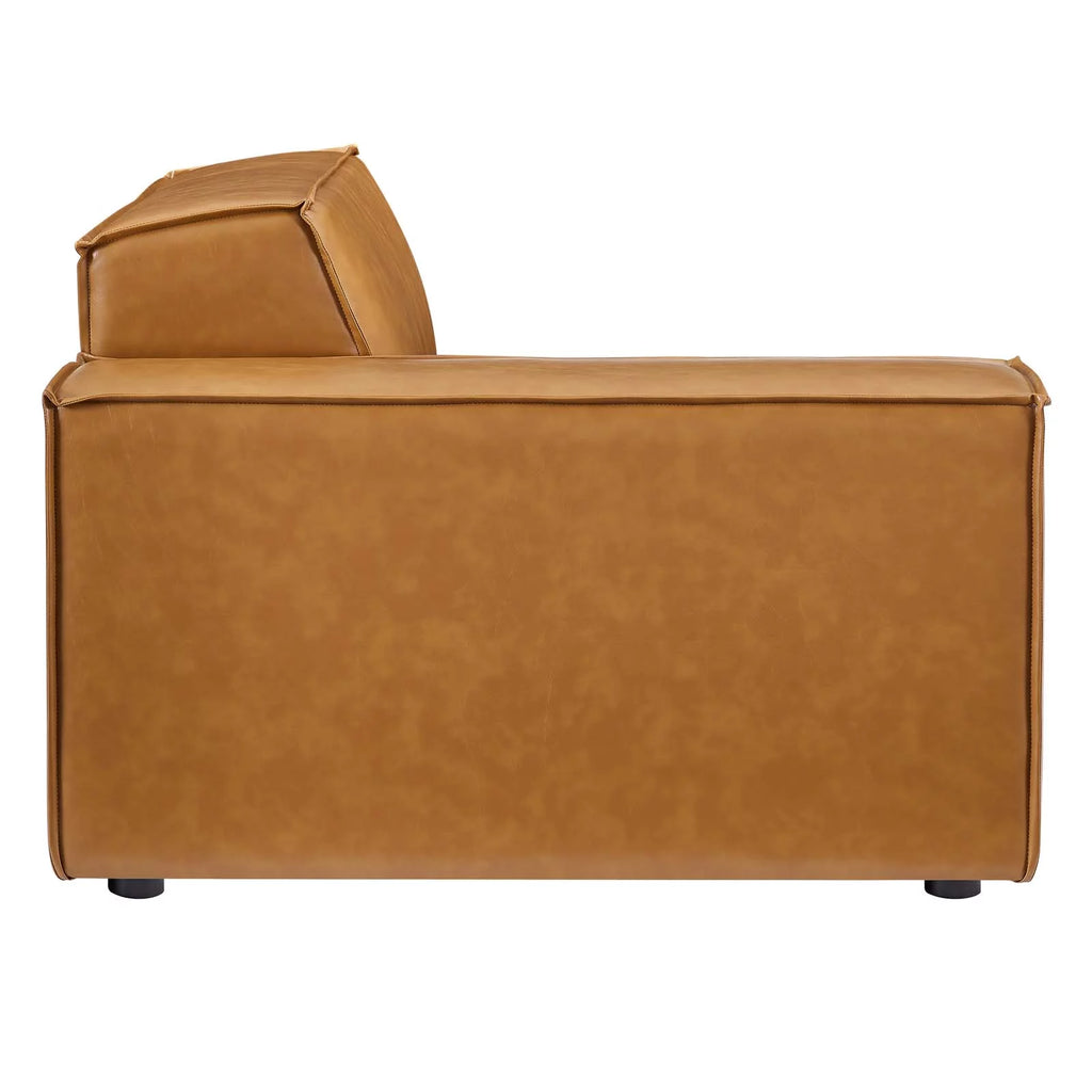5-Piece Vegan Leather Sectional Sofa in Tan J411878