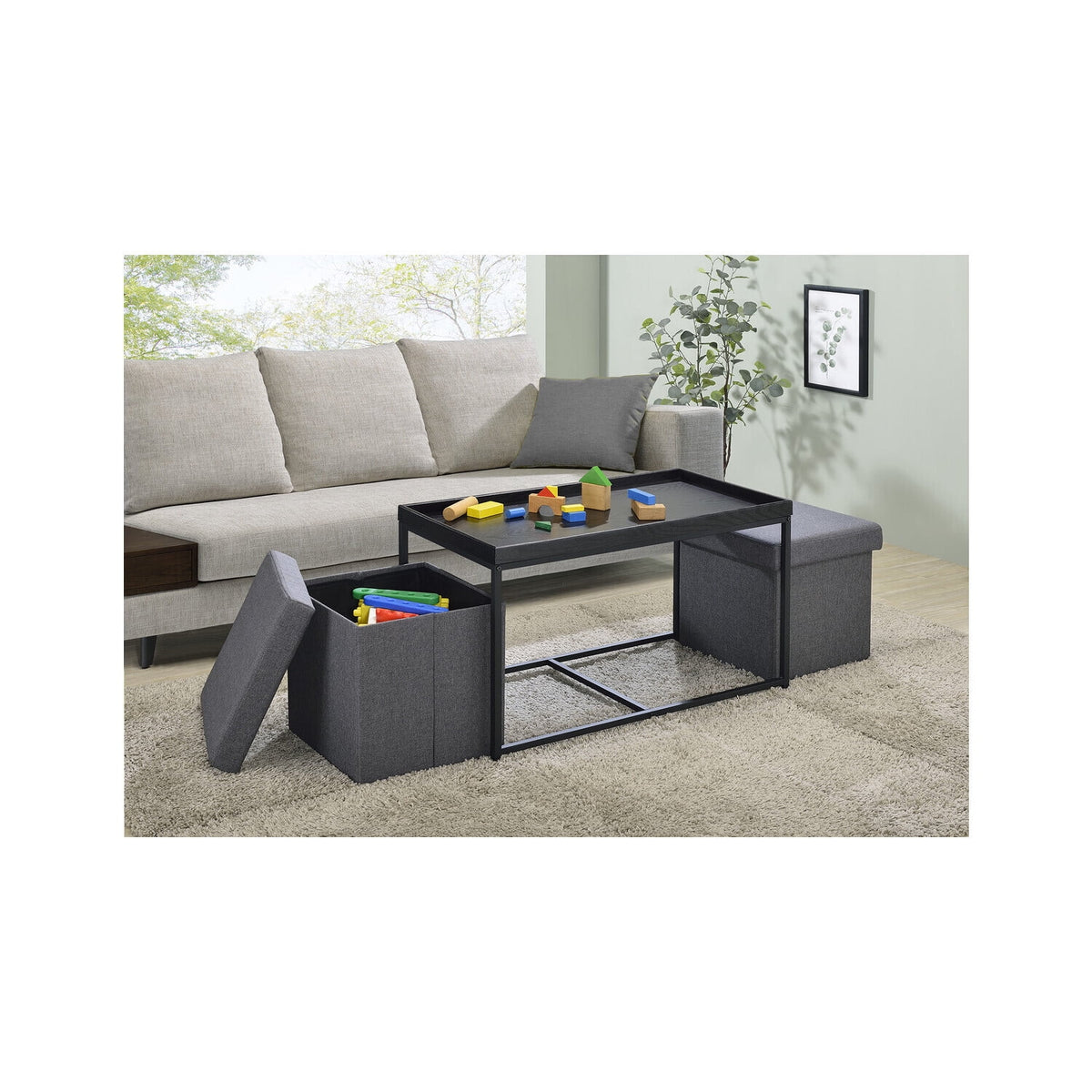 3 Piece Wood Grain Coffee Table Set L574652