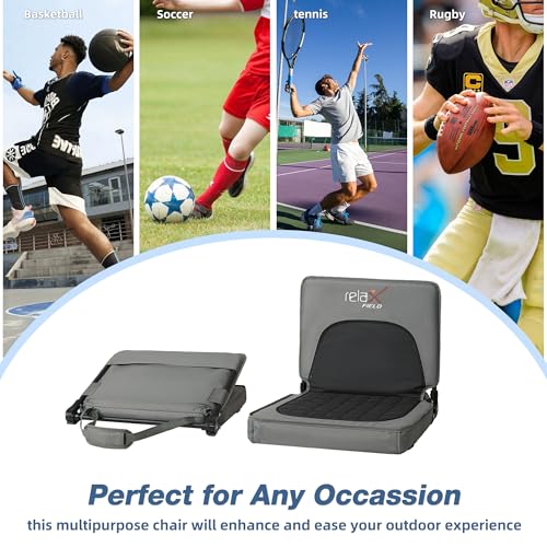 Folding Stadium Chair with Back Support and Cup Holder O3467