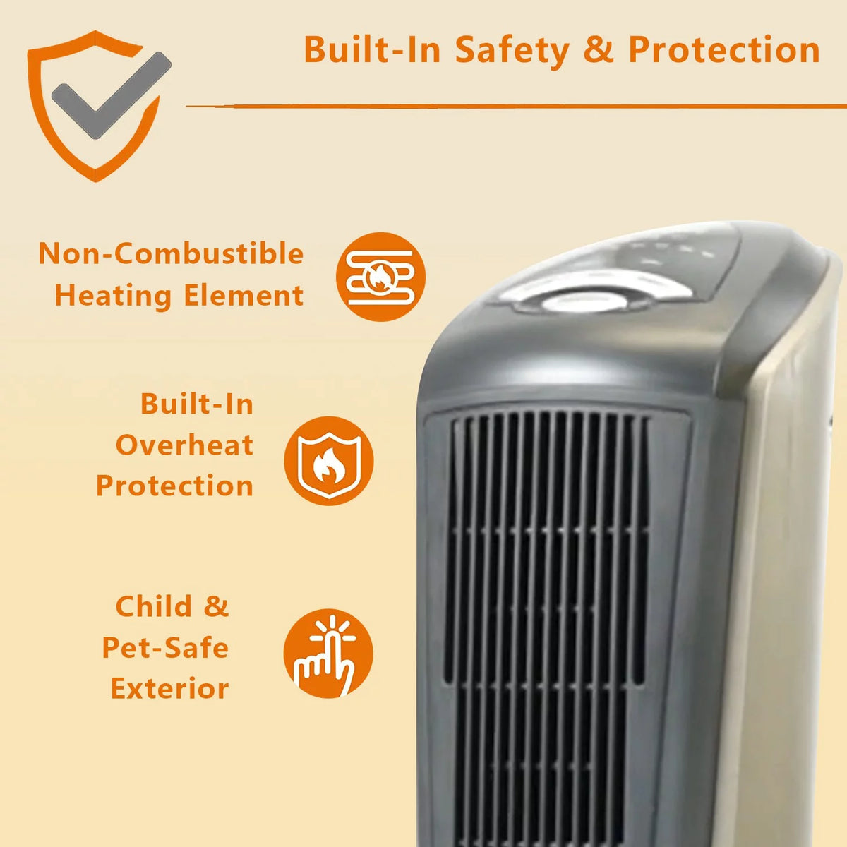 Oscillating Tower Space Heater with Adjustable Thermostat Timer & Remote Control, 22.5 Inches 1500W Grey/Black A76373
