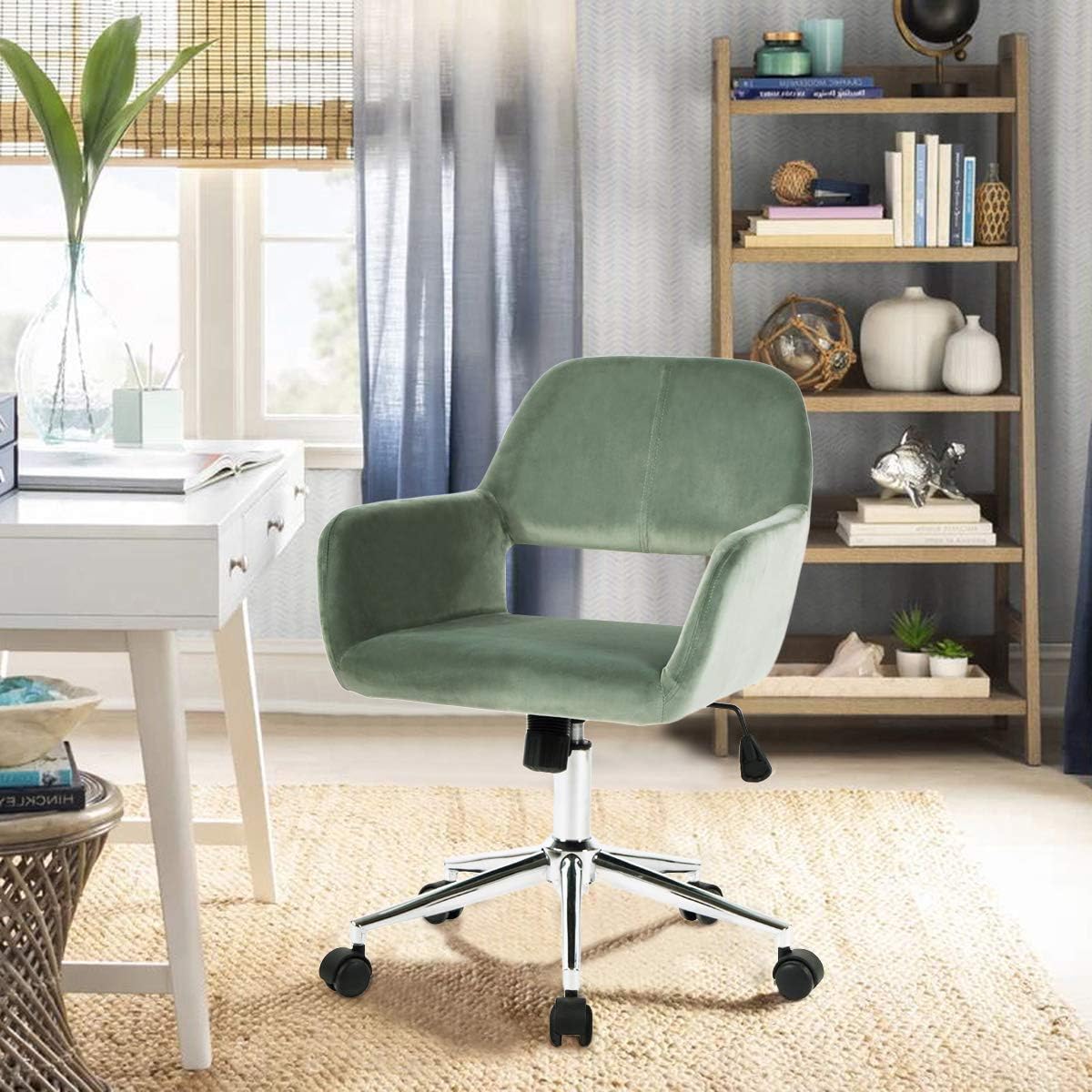 Rose Pink Velvet Office Chair H691476