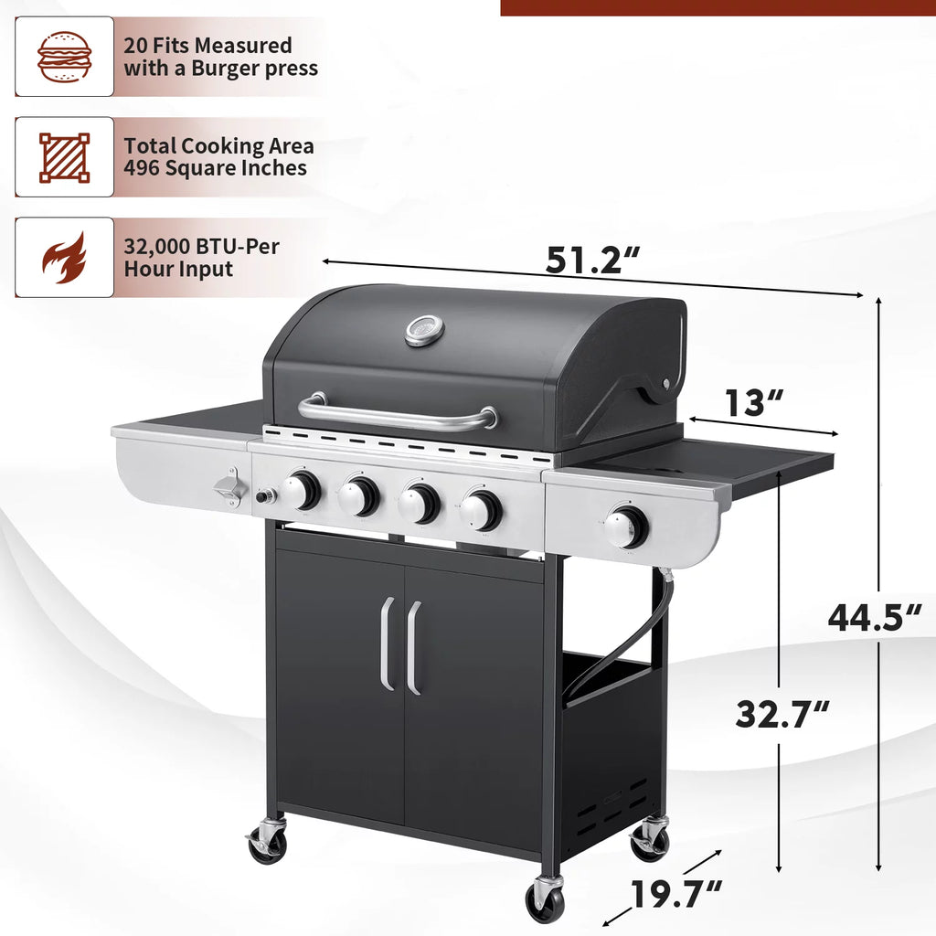 3 Burner Propane Gas Grill with Side Table F6733