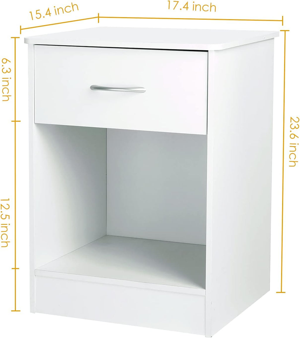 White Nightstand with Drawer M104