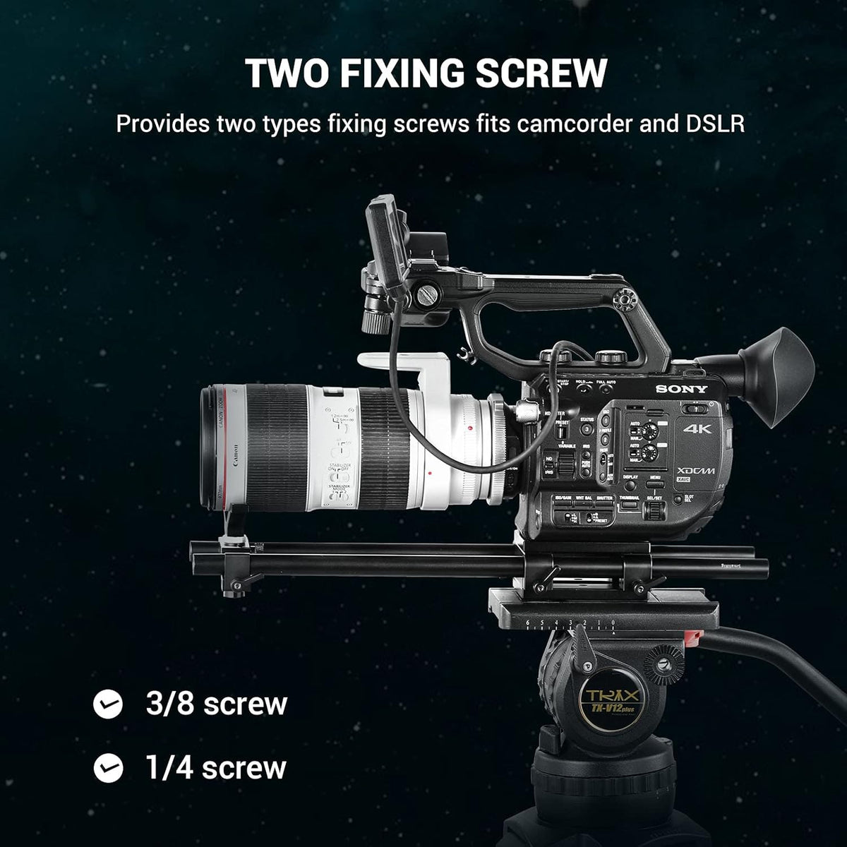 Camera Tripod Mounting Baseplate with 15mm Rod Clamp Rail Block J1140
