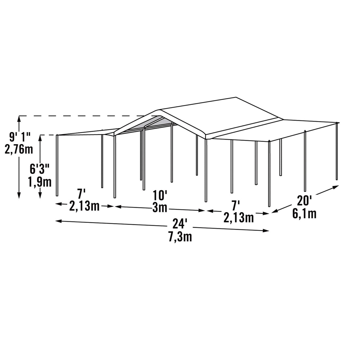 10x20 3-in-1 Canopy White H4690